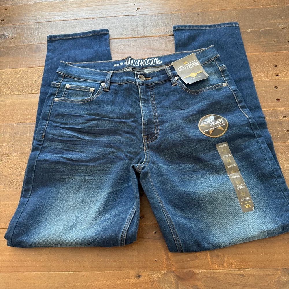 Hollywood slim fit knit Blue Men's Jeans 30” inseam